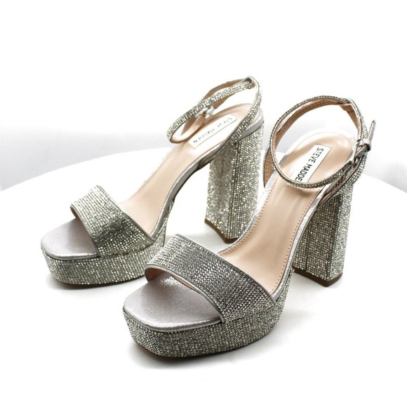 Steve Madden Womens Lessa-R Glass Open Toe Heel Sandals - Picture 6 of 8